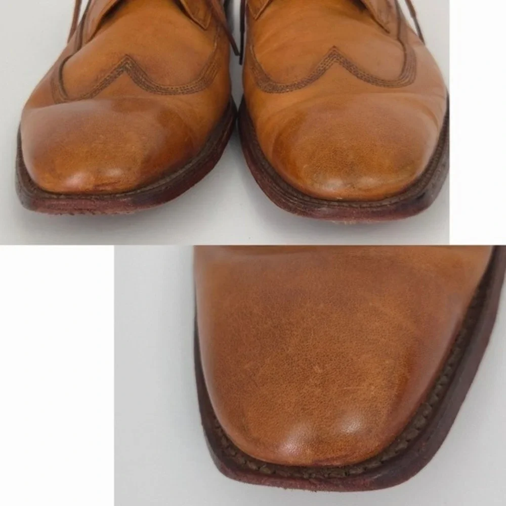 Grenson Tan‎ Brown Leather Wingtip Oxford Dress Shoes- Men's 12